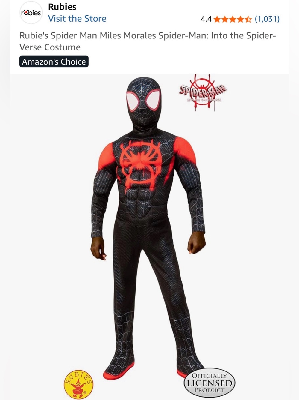 Rubie's Miles Morales Spider-Man Costume in Black and Red